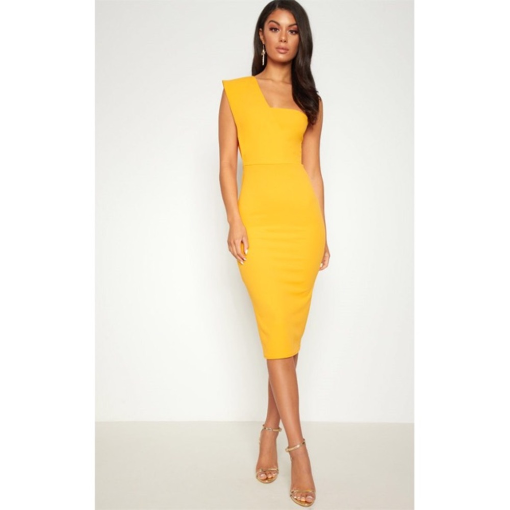 Pretty Little Thing Yellow Midi Dress